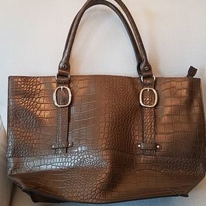 Alligator style bag bronze tote